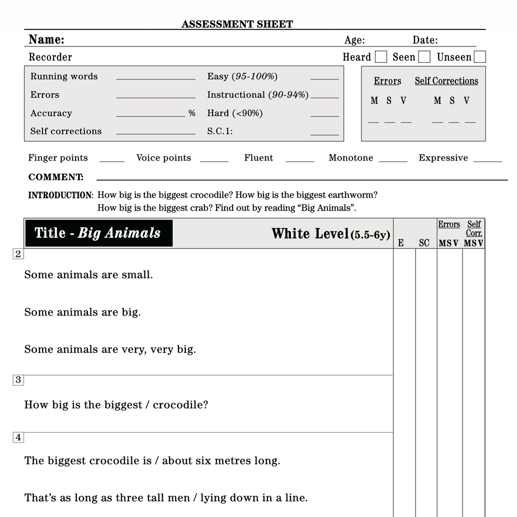 Running Record Assessment Sheets — template and examples  (FREE)